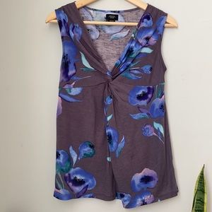 Anthropologie Deletta Twist Front Floral Tank Top XS